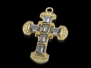 cross with gems Modelo de impresión 3D