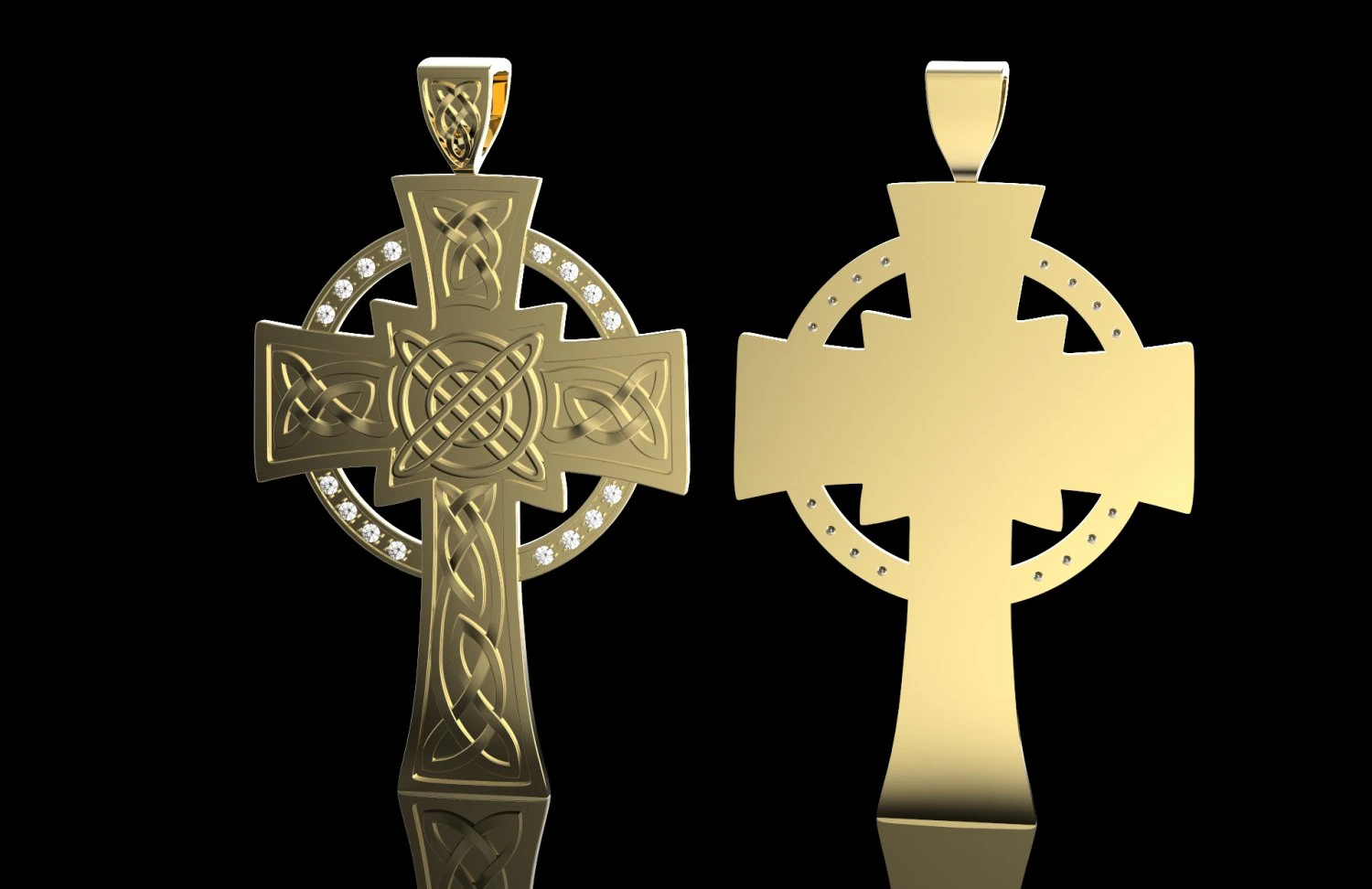 celtic cross with diamonds 3D Print Model .c4d .max .obj .3ds .fbx .stl .blend 