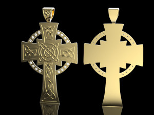 celtic cross with diamonds 3D Print Model