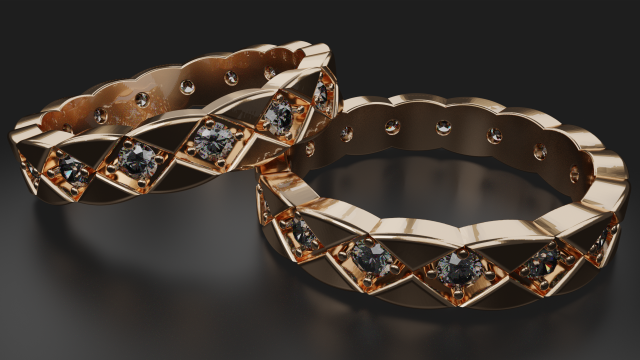 wavy ring with gems 3d print model stl 3dm obj 3D Print Model .c4d .max .obj .3ds .fbx .stl .blend 