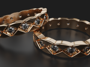 wavy ring with gems 3d print model stl 3dm obj Modelo de Impressão 3D