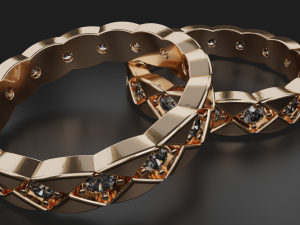 wavy ring with gems 3d print model stl 3dm obj 3D Print Model
