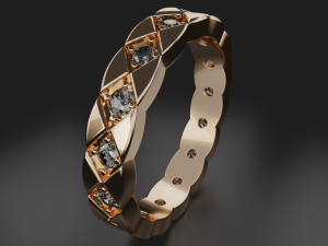 wavy ring with gems 3d print model stl 3dm obj 3D Print Model