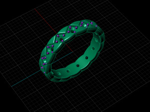 wavy ring with gems 3d print model stl 3dm obj 3D Print Model