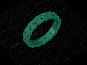 wavy ring with gems 3d print model stl 3dm obj 3D Print Model