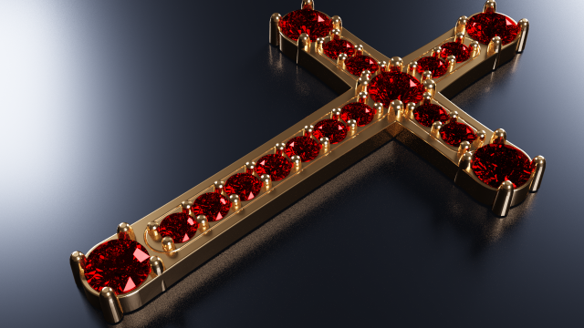 cross with rubies 3d print model stl 3dm obj 3Dプリントモデル .c4d .max .obj .3ds .fbx .stl .blend 