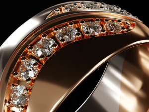 anel bicolor com pedras preciosas impress&atilde;o 3d modelo stl 3dm obj Modelo de Impressão 3D