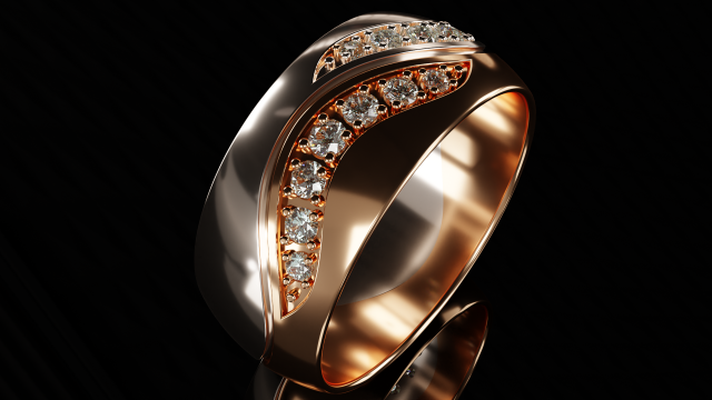bicolor ring with gems 3d print model stl 3dm obj 3D Print Model in ...