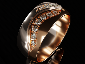 bicolor ring with gems 3d print model stl 3dm obj Modello di stampa 3D