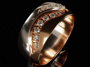 bicolor ring with gems 3d print model stl 3dm obj 3D Print Model