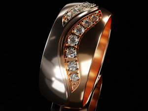 bicolor ring with gems 3d print model stl 3dm obj Modello di stampa 3D