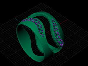 bicolor ring with gems 3d print model stl 3dm obj Modello di stampa 3D