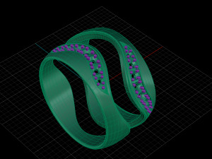 bicolor ring with gems 3d print model stl 3dm obj Modello di stampa 3D
