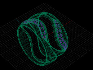 bicolor ring with gems 3d print model stl 3dm obj Modello di stampa 3D