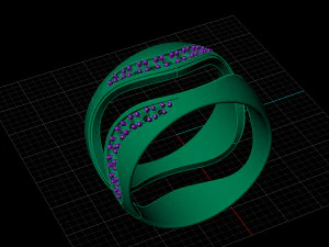 bicolor ring with gems 3d print model stl 3dm obj 3D Print Model