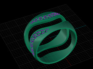 bicolor ring with gems 3d print model stl 3dm obj Modello di stampa 3D