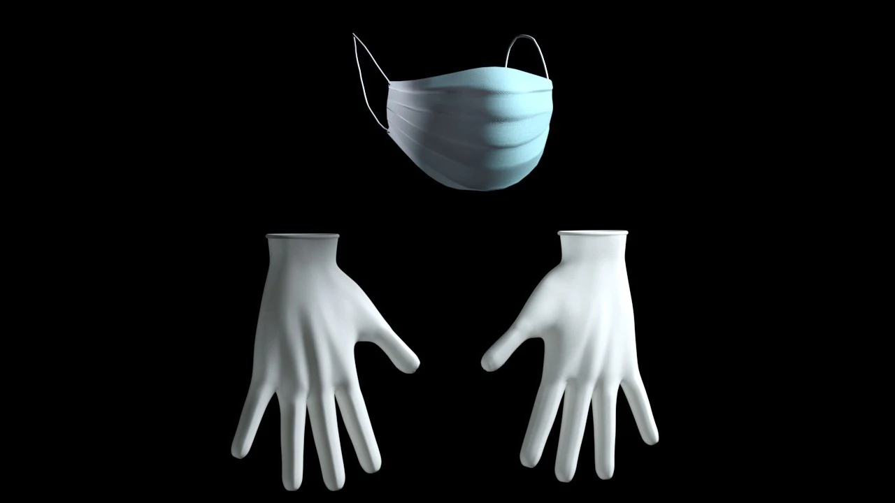 mask and gloves 3D Model .c4d .max .obj .3ds .fbx .stl .blend