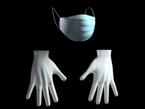 m&aacute;scara e luvas Modelo 3D