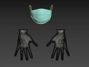 mask and gloves 3D Model