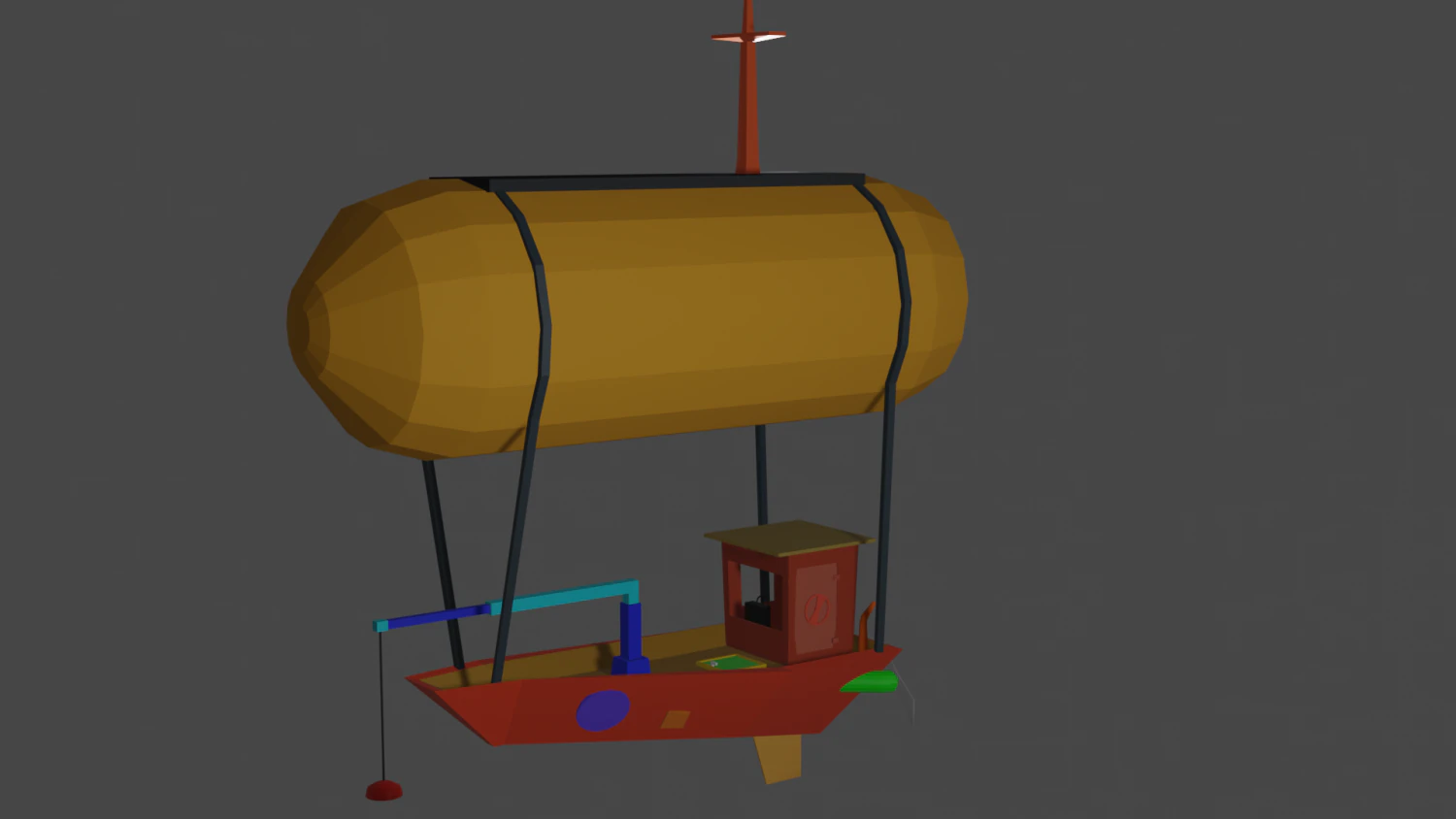 boat airship 3D Model .c4d .max .obj .3ds .fbx .stl .blend