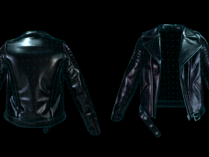 Black leather biker jacket 3D 模型