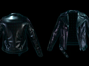 Black leather biker jacket 3D Model