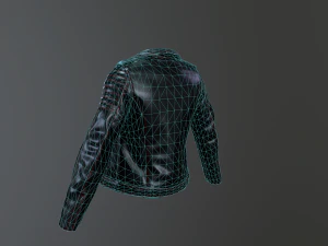 Black leather biker jacket 3D Model