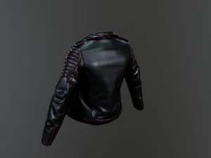 Black leather biker jacket 3D Model