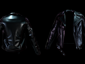 Black leather biker jacket 3D 模型