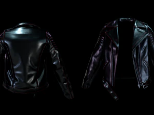 Black leather biker jacket 3D Model