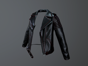 Black leather biker jacket 3D 模型