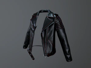 Black leather biker jacket 3D Model