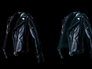Black leather biker jacket 3D Model