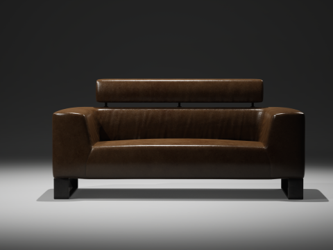 Sofa couch leather interior furniture low poly 3D Модель