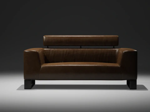 Диван кожаный интерьер низкополигональная мебель 3D Модель