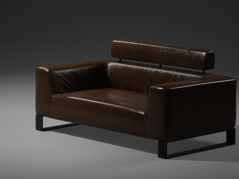 Sofa couch leather interior furniture low poly 3D 模型