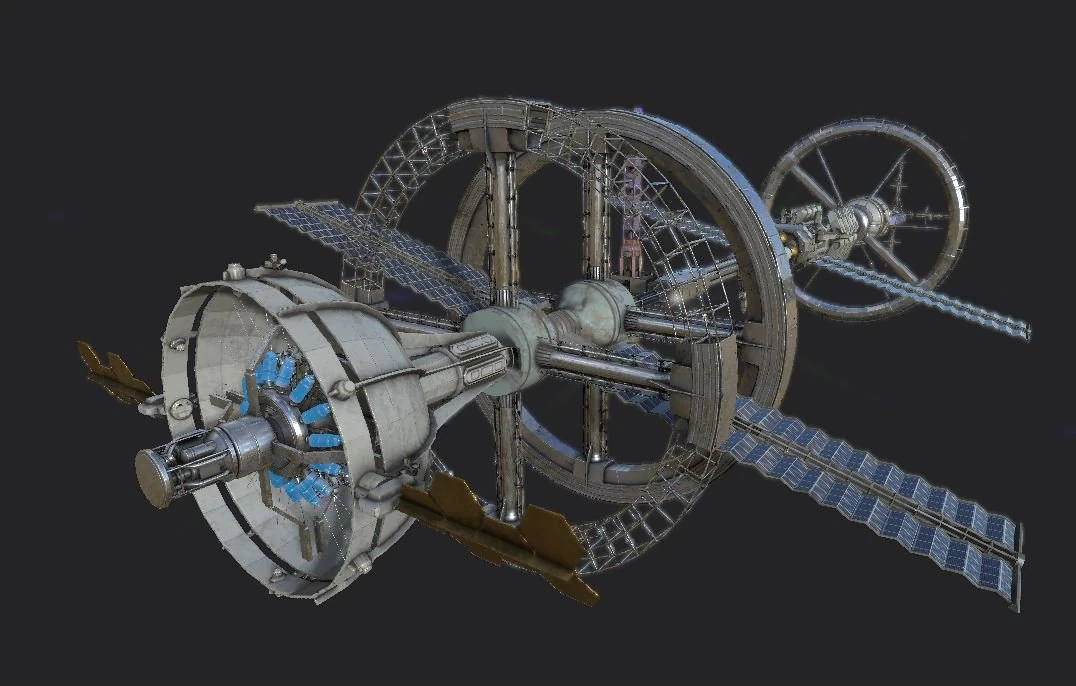 space station pbr-gameready low-poly 3D Model .c4d .max .obj .3ds .fbx .stl .blend 