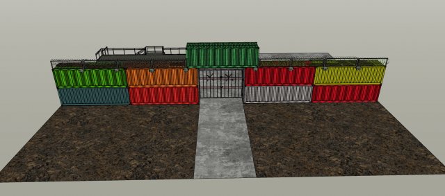 wall containers defense 3D मॉडल .c4d .max .obj .3ds .fbx .stl .blend