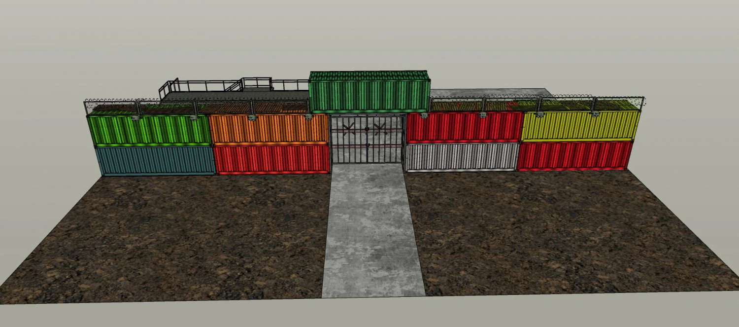wall containers defense 3D Model .c4d .max .obj .3ds .fbx .stl .blend 