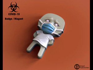 covid-19 badge-magnet 3D Print Model