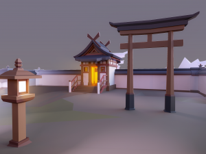 oriental walls and gates low poly Modelo 3D