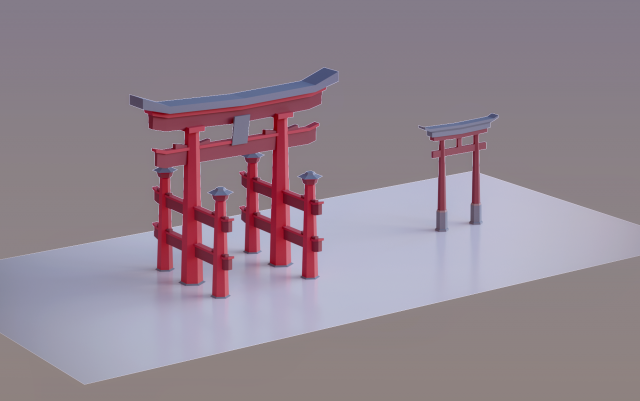 japanese gates torii low poly 3D Model .c4d .max .obj .3ds .fbx .stl .blend 