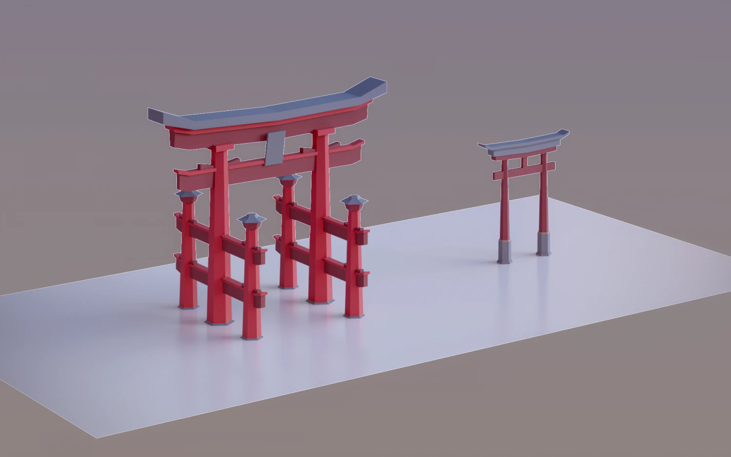 japanese gates torii low poly 3D Model .c4d .max .obj .3ds .fbx .stl .blend