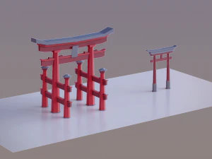 японские ворота тории низкополигональная 3D Модель