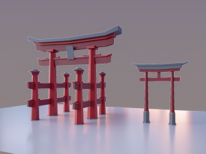japanese gates torii low poly 3D Model