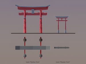 japanese gates torii low poly 3D Model
