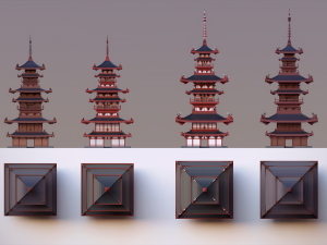 pagoda low poly 3D-Modell