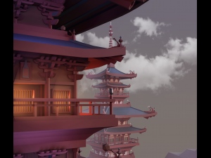 pagoda low poly 3D-Modell