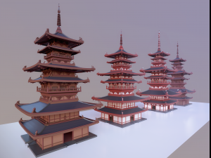 pagoda low poly 3D-Modell