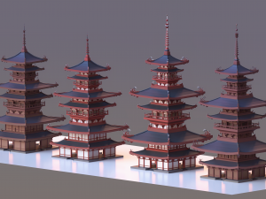 pagoda low poly 3D-Modell
